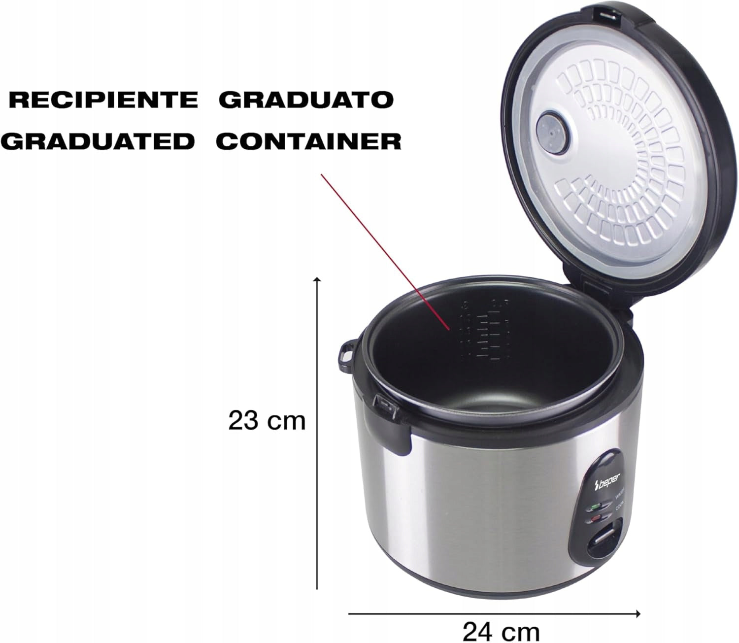 BEPER P101VAP002 Rice Cooker Steamer 625g Nonstick 400W Dominant color silver