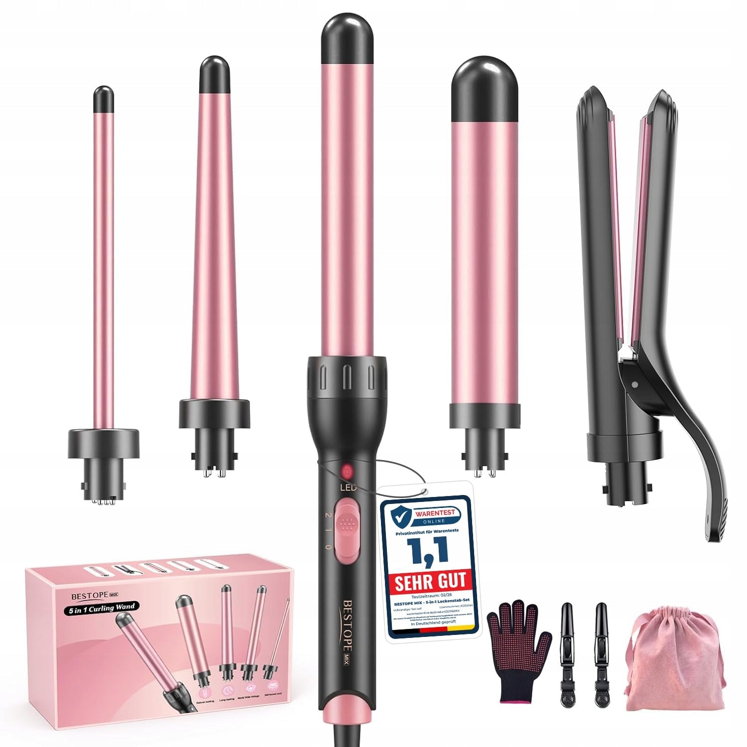 BESTOPE L-F9 set 5in1- curling iron with hair straightener