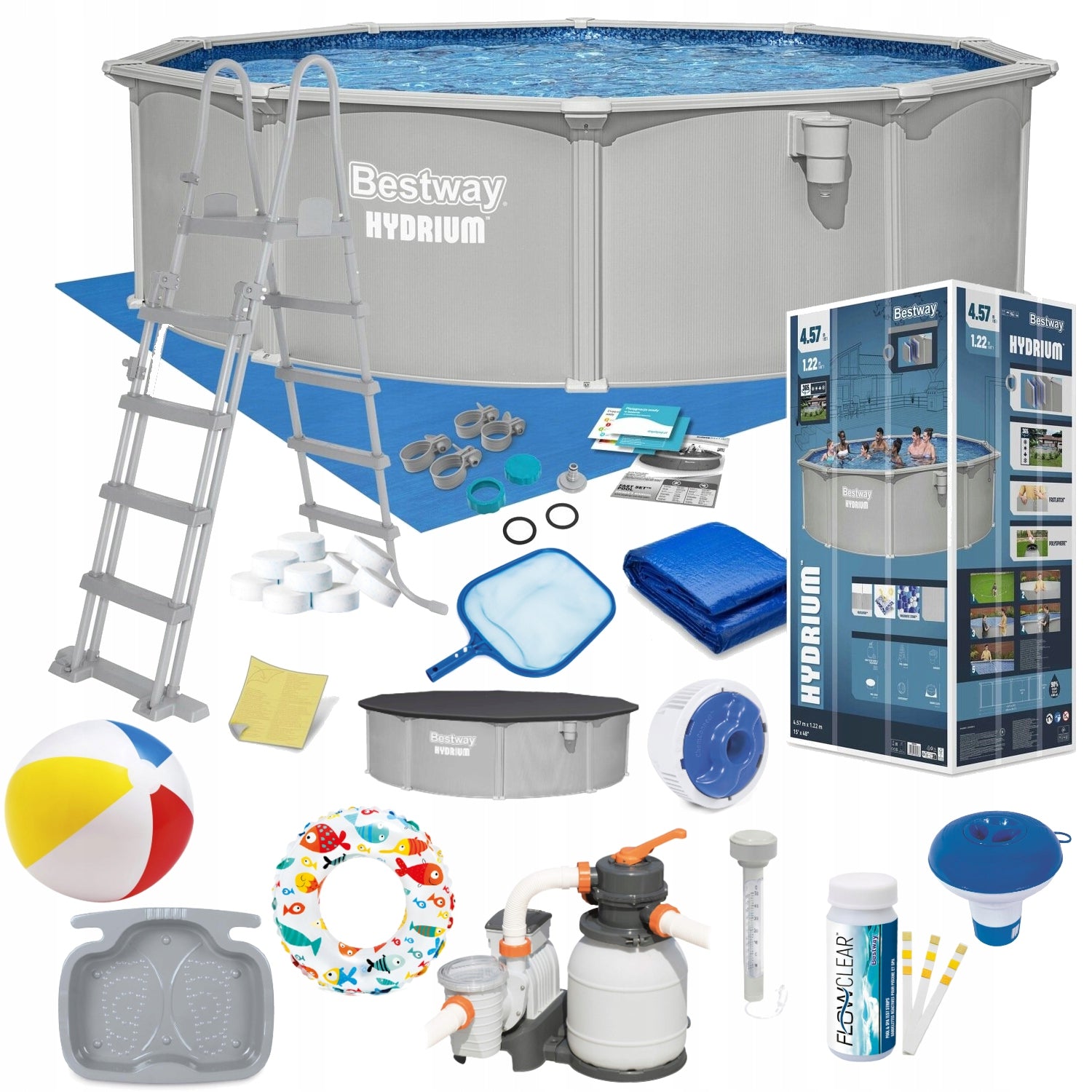 BESTWAY 56384 PANEL 457x122cm YEAR-ROUND GARDEN POOL SET 21in1