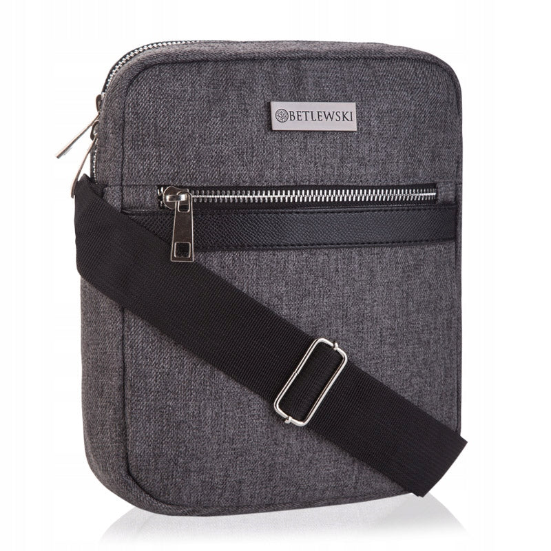 BETLEWSKI bag men's shoulder small sports pouch zippers pocket grey