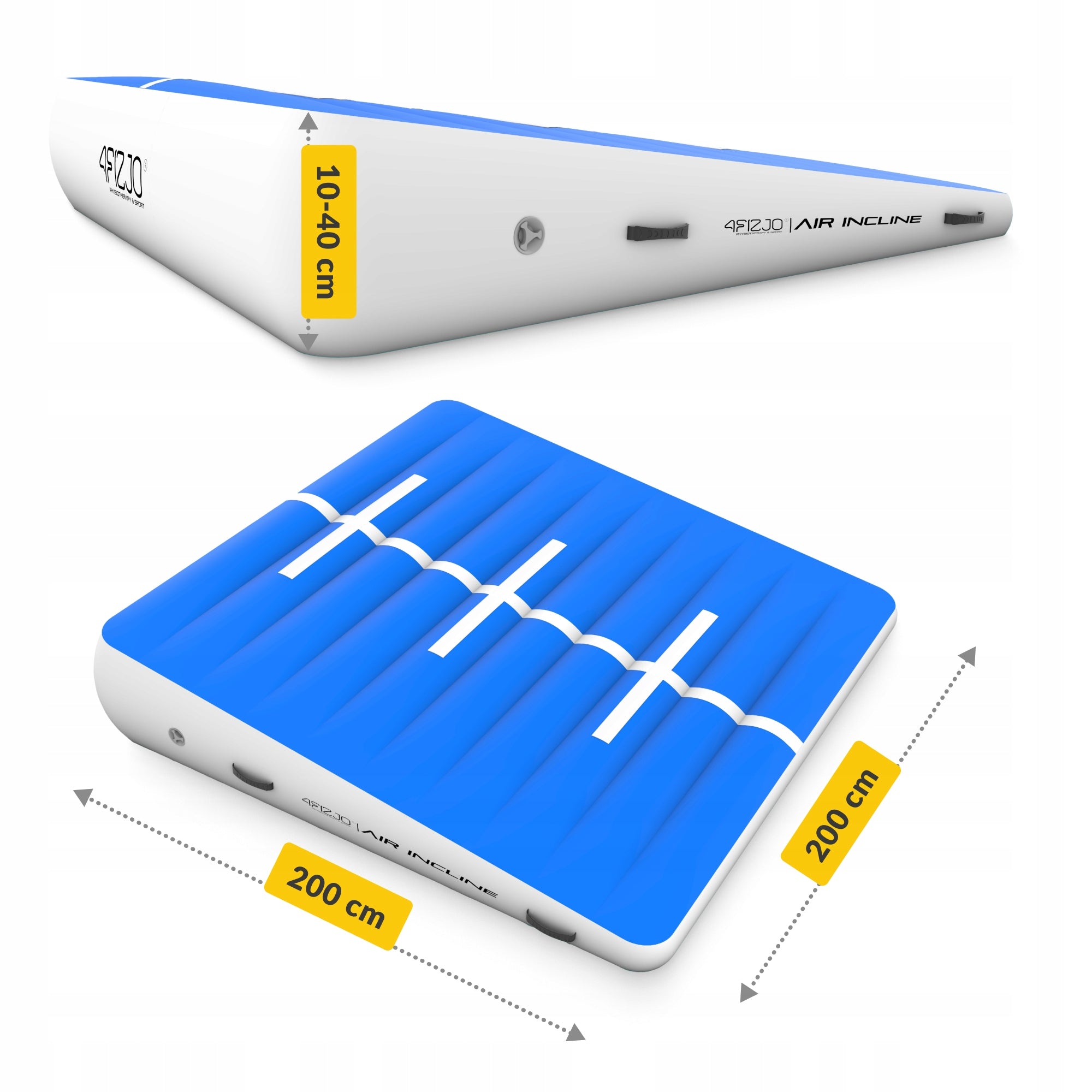 BEVEL ACROBATIC SLANTED MATTRESS AIR INCLINE GYMNASTIC PUMP 2x2x0,4 m Color blue