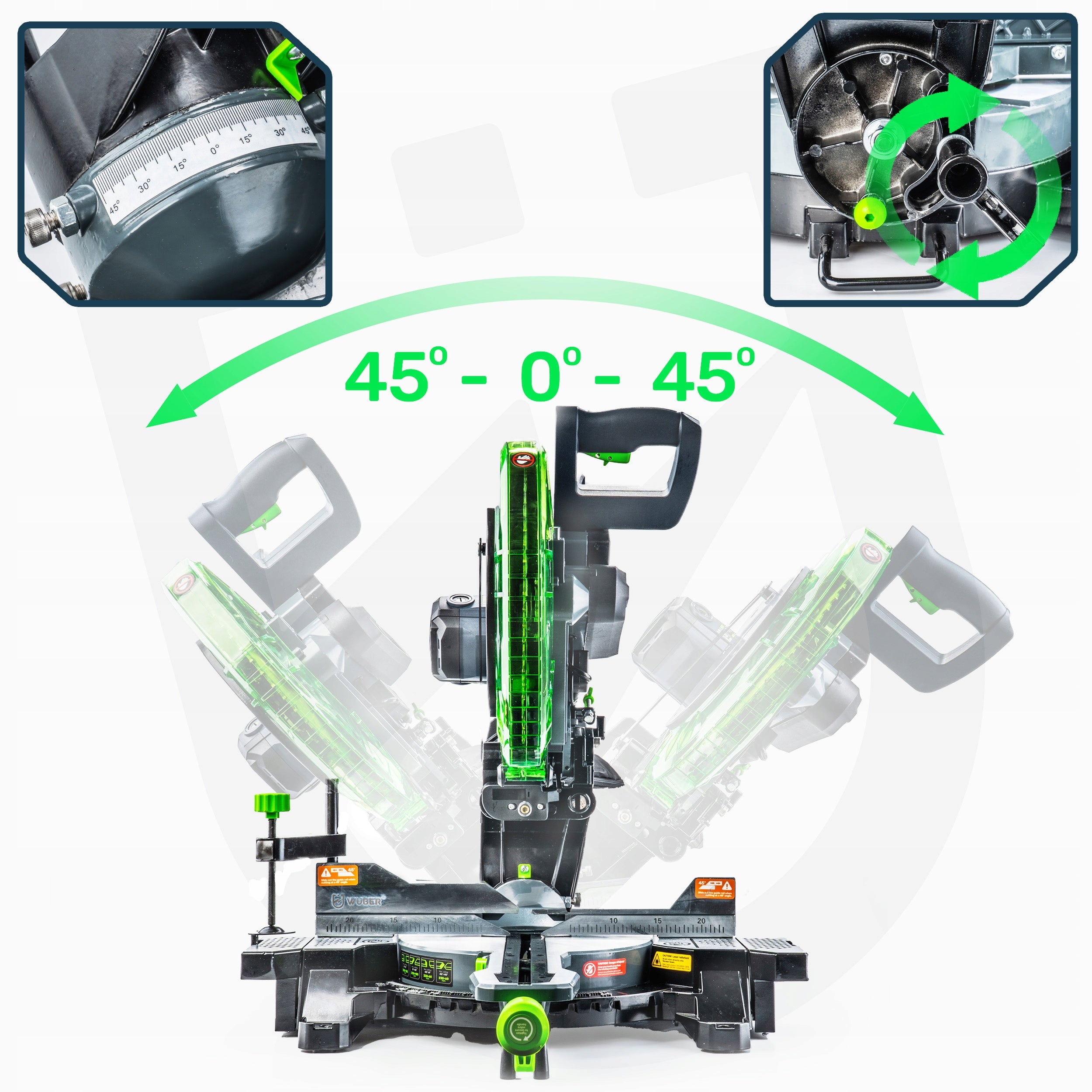 BEVEL SAW WITH FEED SLASH FOR WOOD 2000W + LASER + DISC 305MM 60T Packaging status original