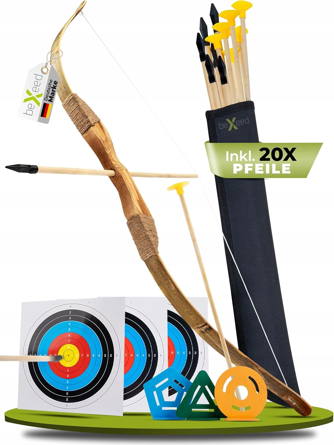 BEXEED Wooden Arch Arrow and Bow Set for Kids