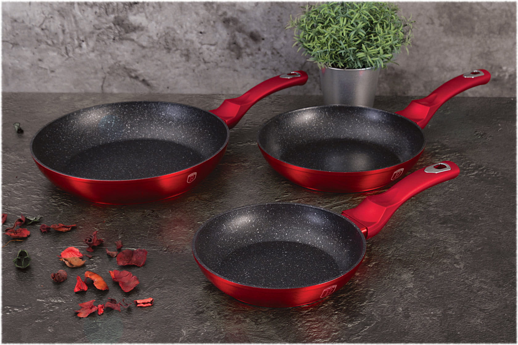 BH-1288NF - Set of granite pans 3 el. Berlinger Haus Burgundy Line Manufacturer code BH-1288NF