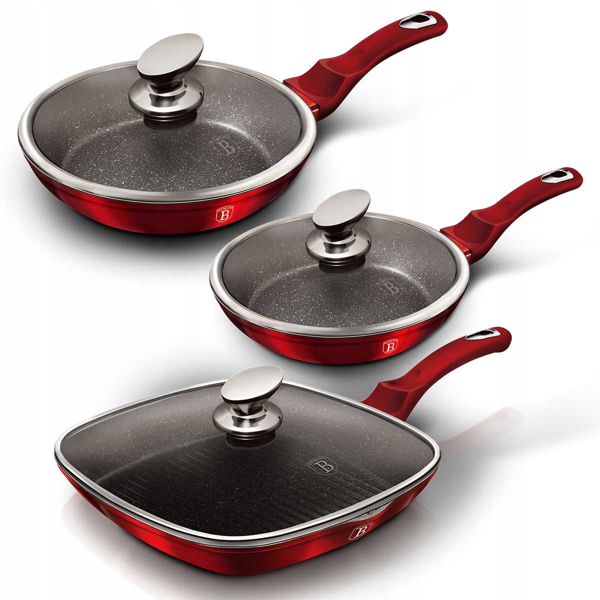 BH-6189 - Set of granite pans 6 el. BERLINGER HAUS BURGUNDY induction Packaging status original