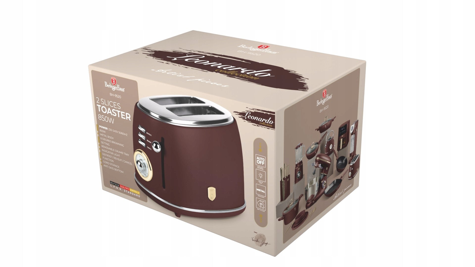 BH-9520 - Toaster 850 W Berlinger Haus Leonardo Collection Power rating 850 W