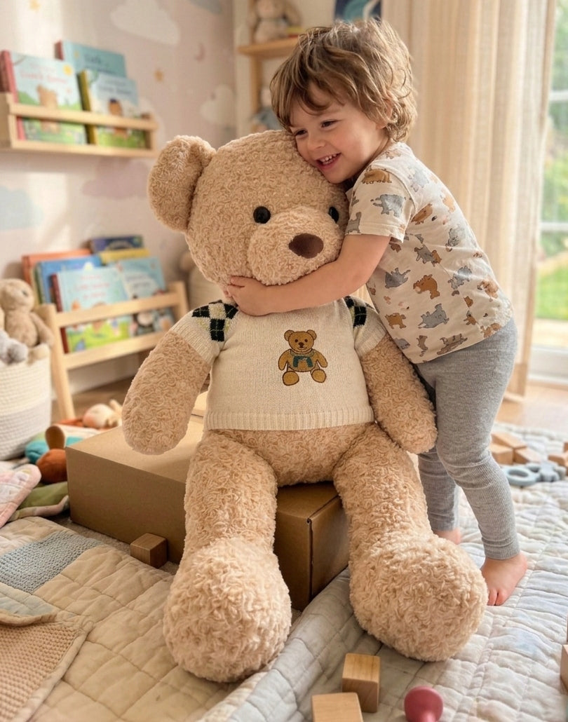 BIG BEAR PLUSH PLUSH TOY BIG HUGE STUFFED ANIMAL CUDDLY BEAR 120 CM Manufacturer code Duży pluszowy miś. Sweterek zdejmowalny.