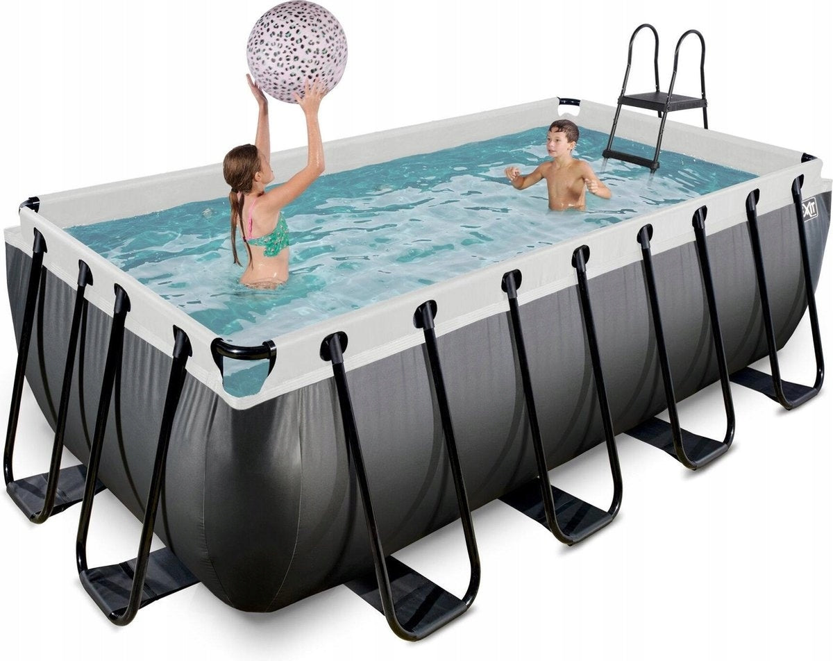 BIG POOL EXIT Black Leather GARDEN 540x250x122 CM + LADDER + PUMP