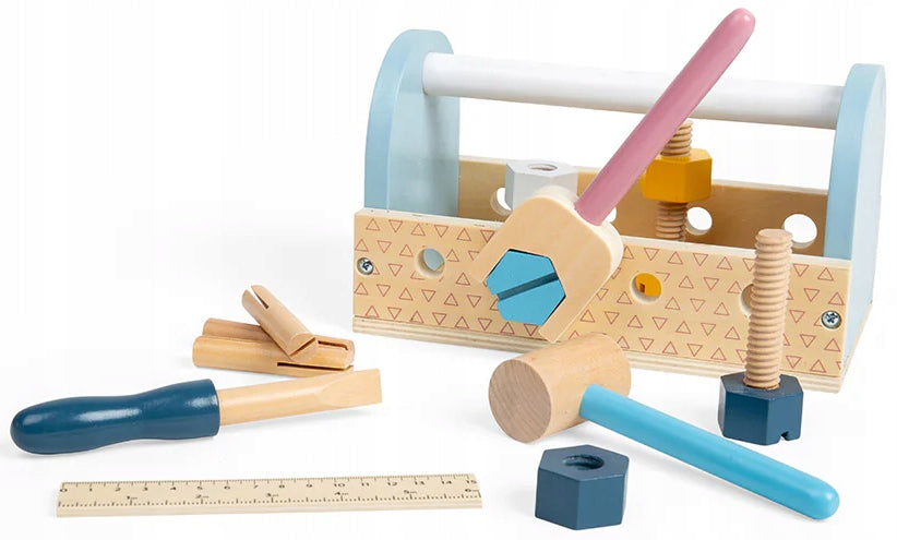 BIGJIGS TOYS TOOLBOX WOODEN DIY KIT IN SUITCASE