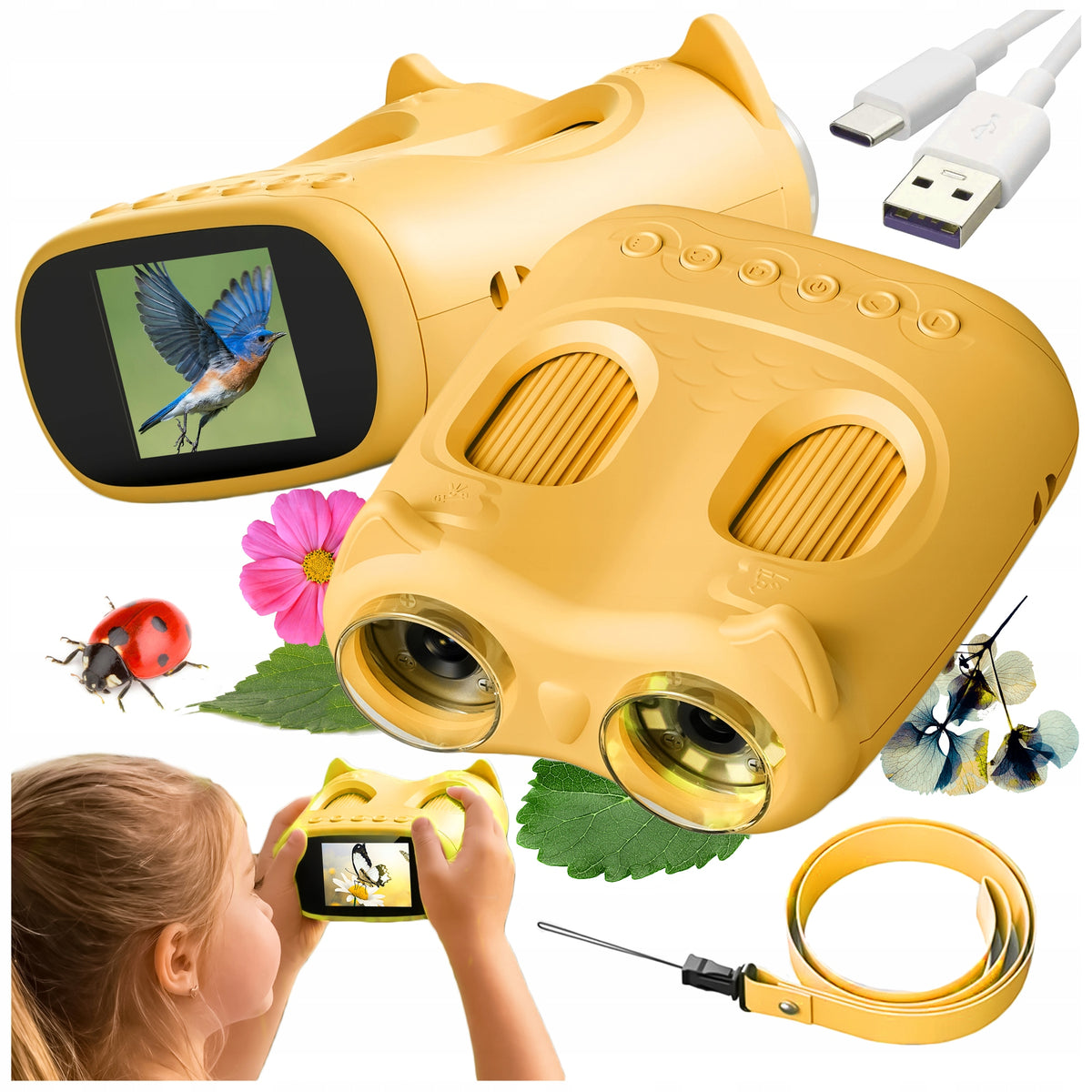 BINOCULARS AND MICROSCOPE FOR CHILDREN 2IN1 EDUCATIONAL PORTABLE LCD BOY'S DAY Packaging status original
