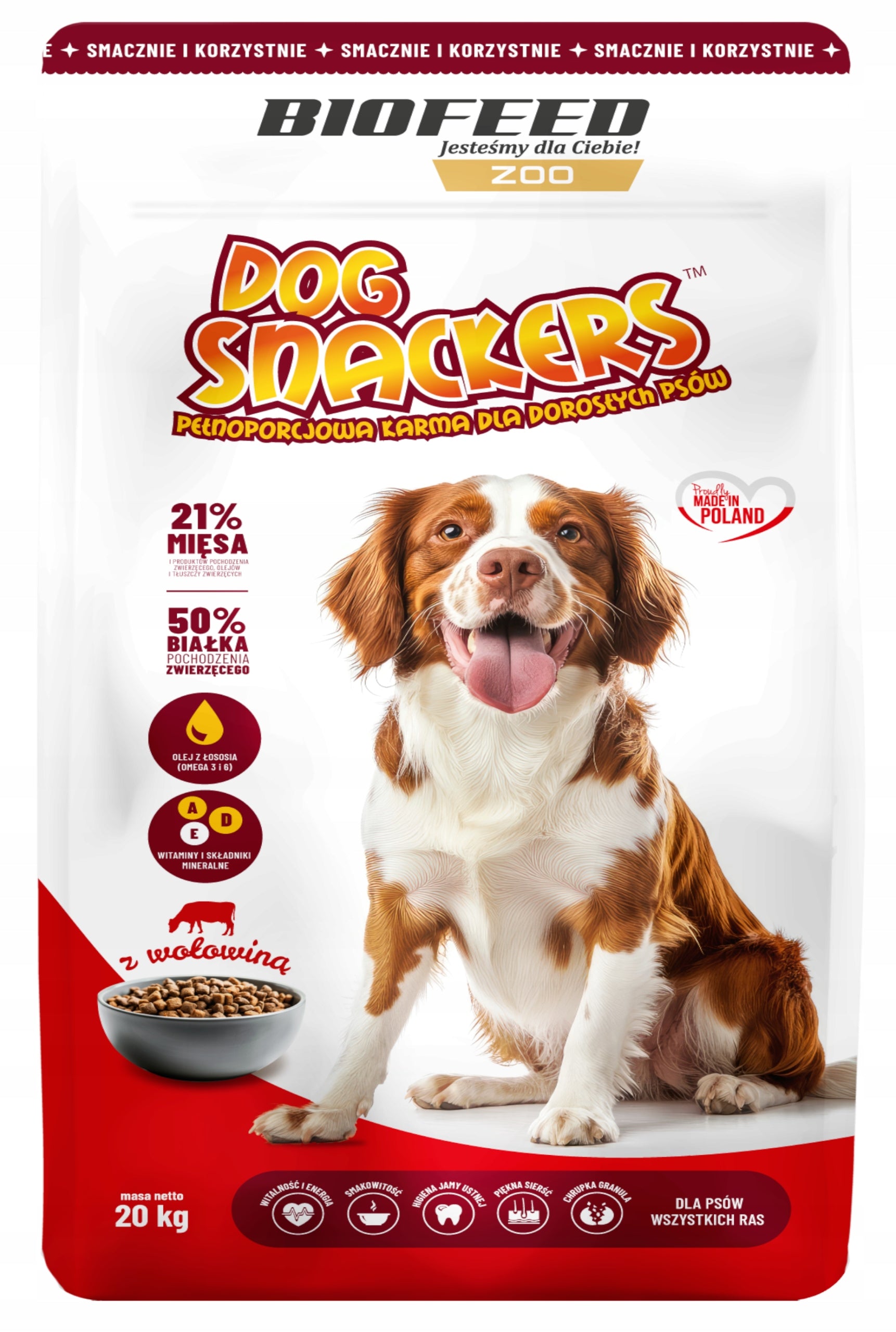 BIOFEED Labrador Shepherd Dog Food DOG SNACKERS WITH BEEF 20kg Packaging status original