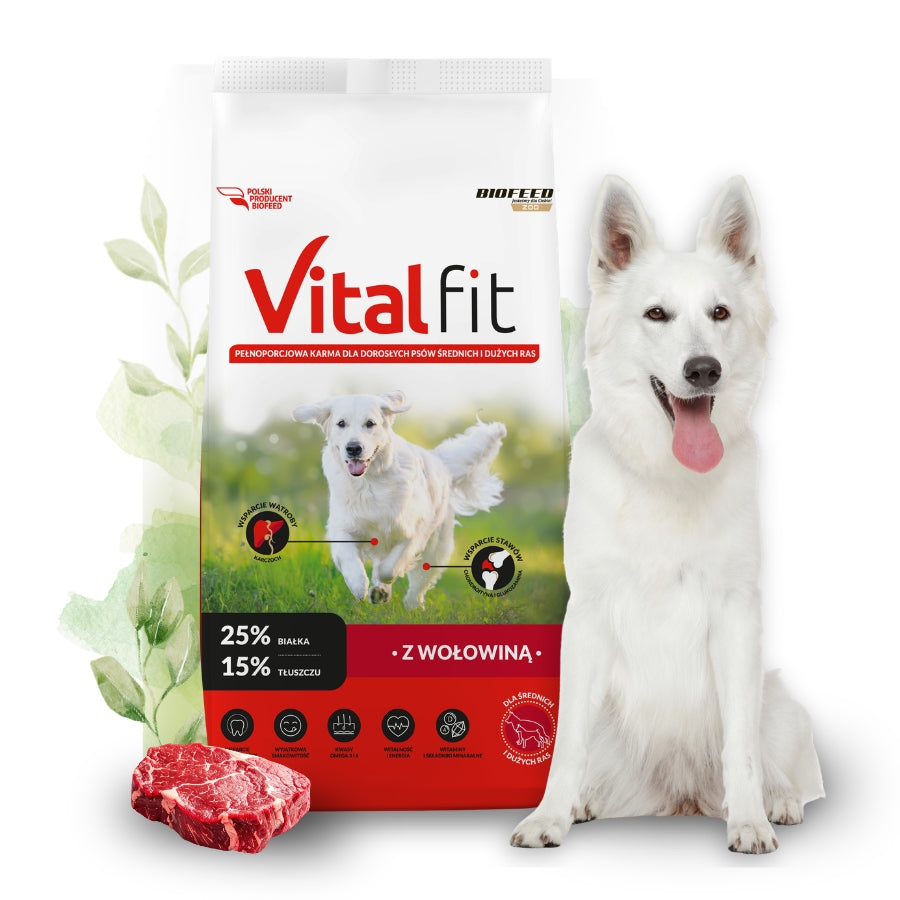 BIOFEED VitalFit Food for Adult Medium Large Breeds BEEF 15kg