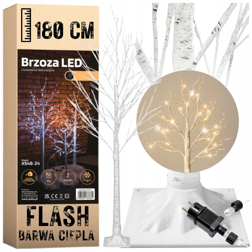 BIRCH TREE CHRISTMAS FLASH 180CM 144LED ORNAMENT MODERN COLOR HEAT