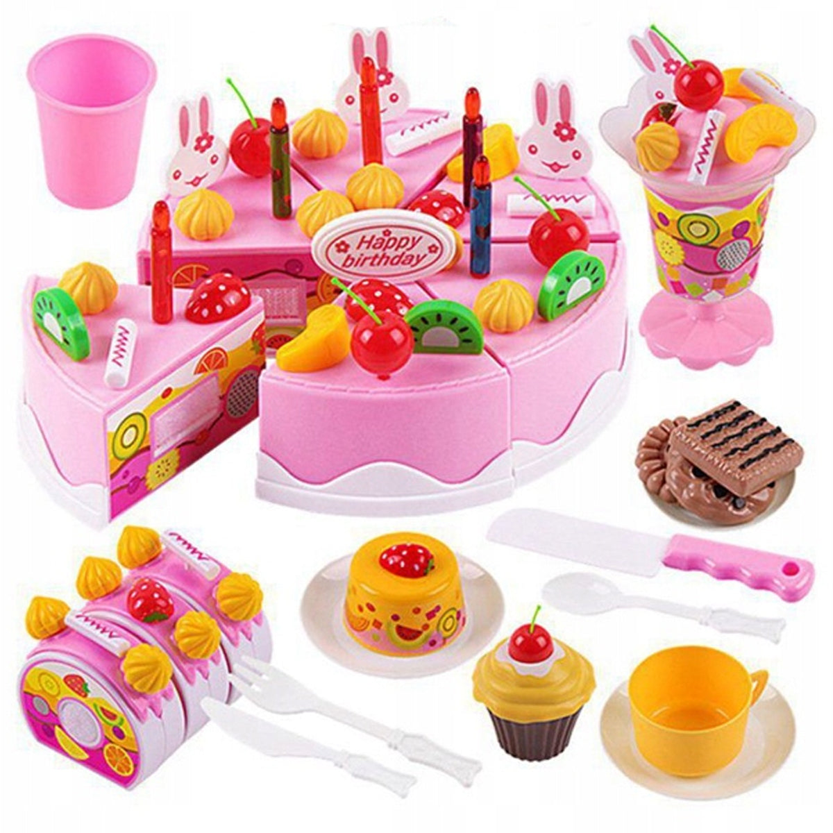 BIRTHDAY CAKE CUTTING SET FOR CHILDREN CANDLES + ACCESSORIES 75 EL Brand Stator