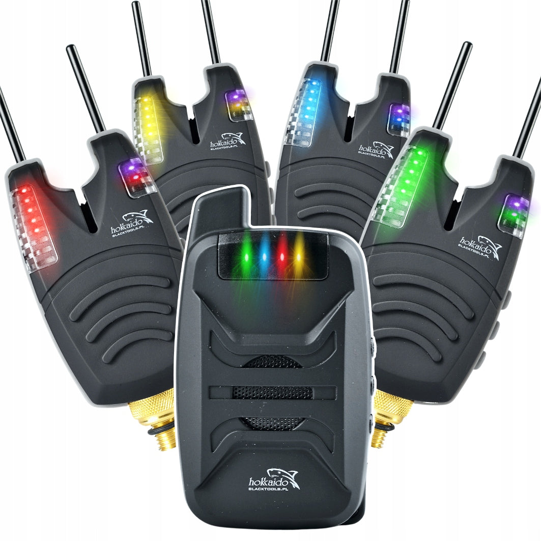 BITE ALARM SET 4+1+ HOKKAIDO RUBBERIZED FOR ANGLER Batteries included yes