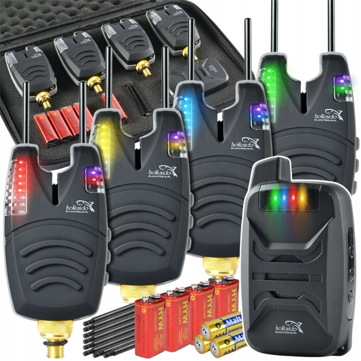 BITE ALARM SET 4+1+ HOKKAIDO RUBBERIZED FOR ANGLER