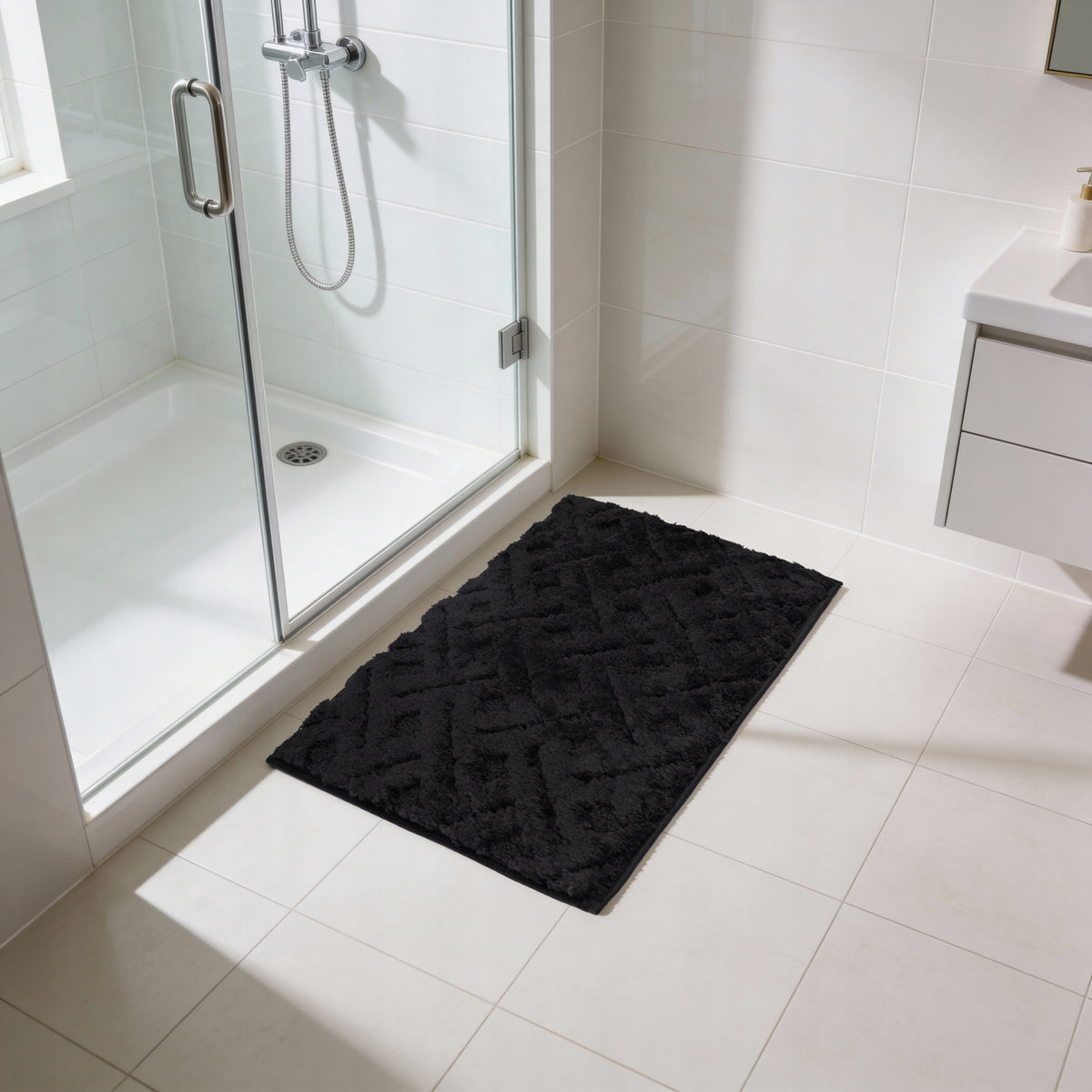 BLACK BATHROOM RUG NON-SLIP SOFT MICROFIBER ABSORBENT SOLID Manufacturer code ROD4117