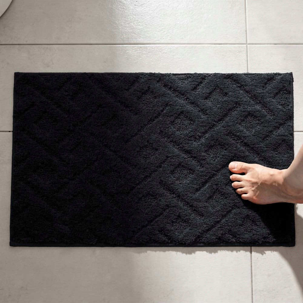 BLACK BATHROOM RUG NON-SLIP SOFT MICROFIBER ABSORBENT SOLID Packaging status original
