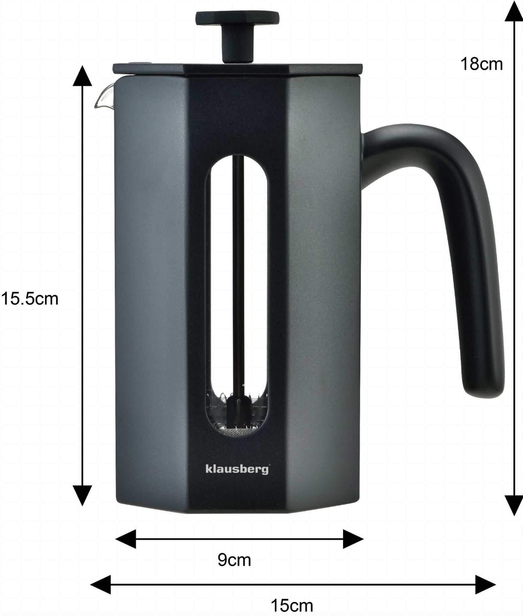 BLACK COFFEE AND TEA INFUSER 0,6L GLASS FRENCH PRESS PISTON Manufacturer code KB-7677