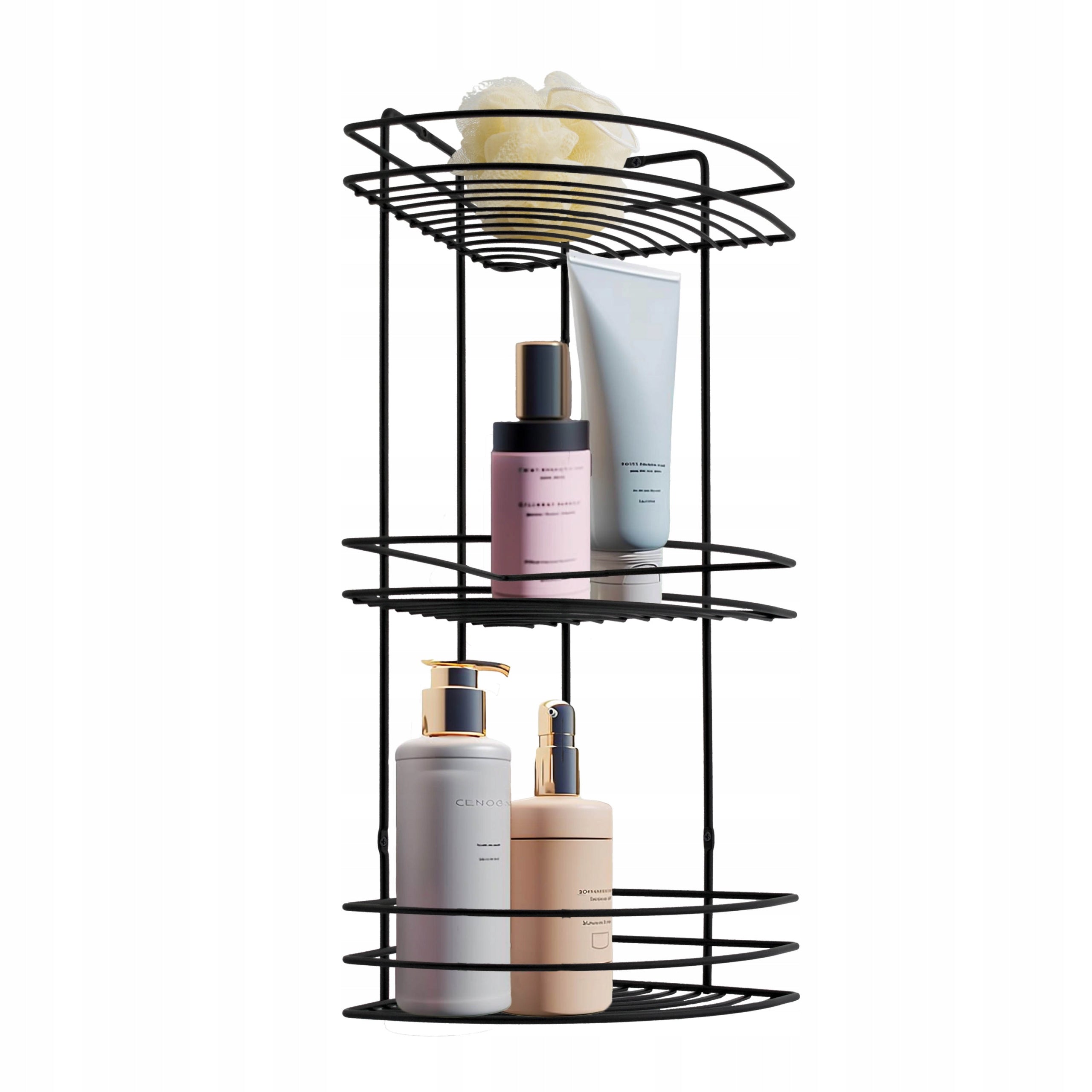 BLACK CORNER SHELF 3 HORIZONTAL KITCHEN BATHROOM SCREWED DURABLE