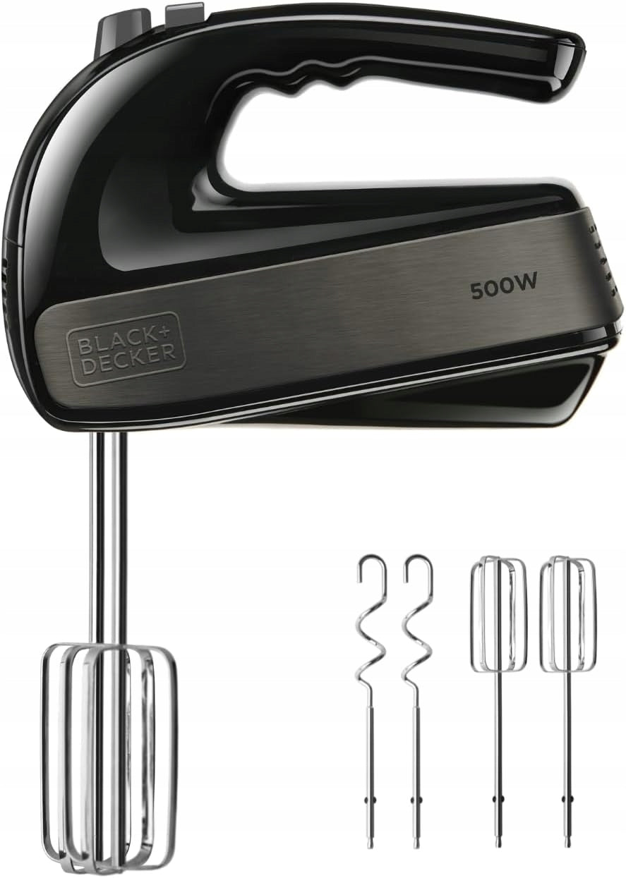 BLACK+DECKER hand mixer 500W stainless steel 5 gears turbo BXMX500E