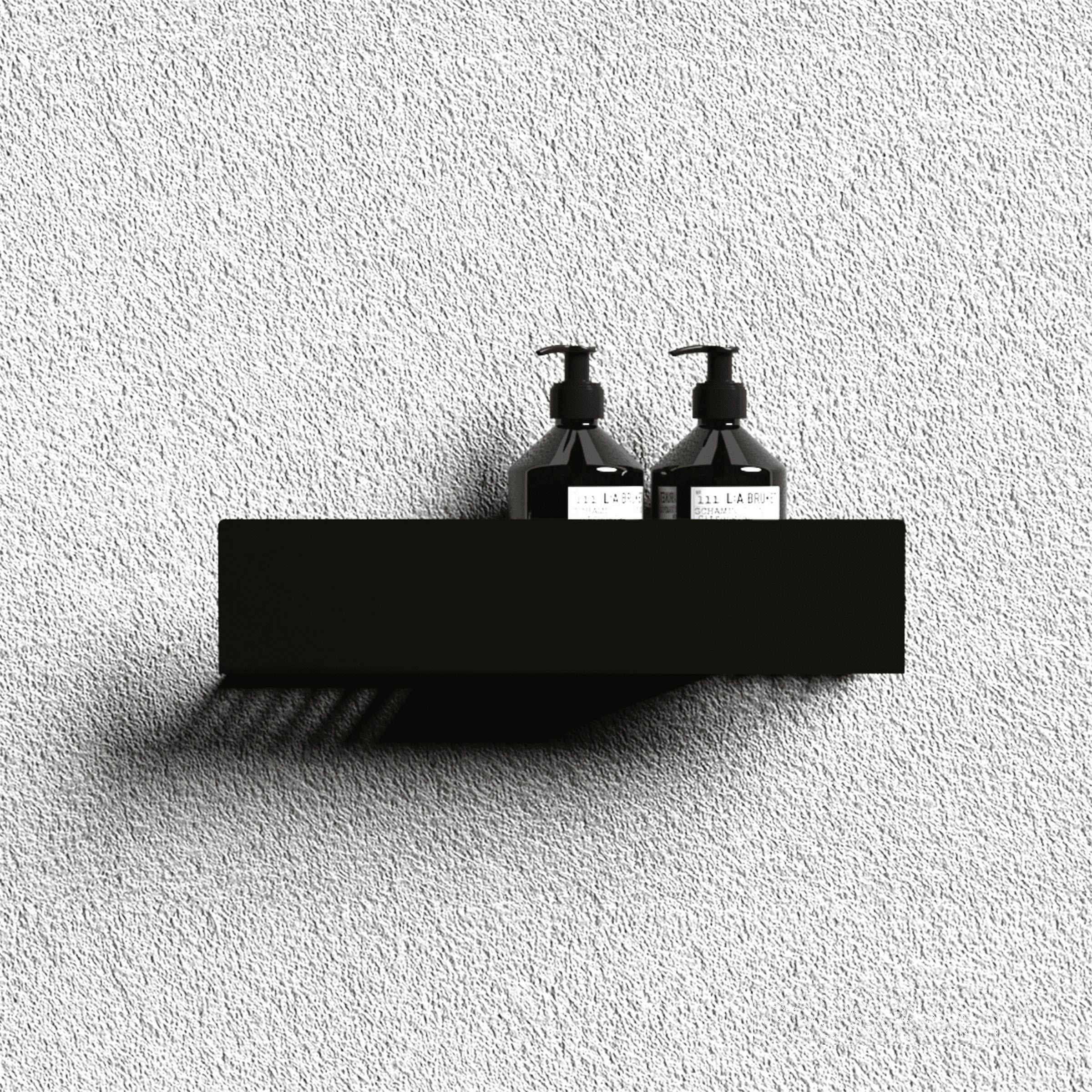 BLACK METAL SHOWER SHELF BATHROOM MODERN 30 cm + DISPENSER Manufacturer code Półka łazienkowa pod prysznic