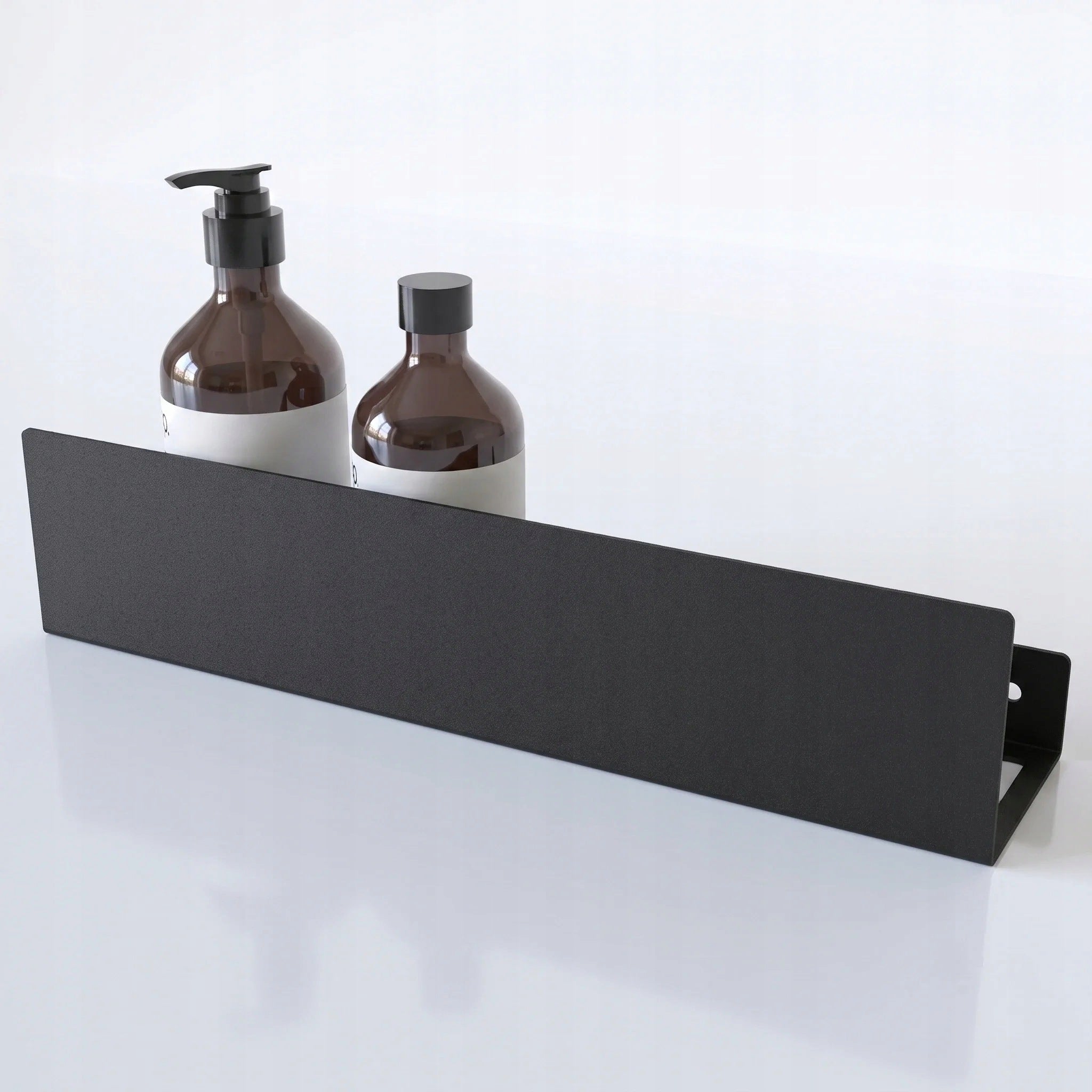 BLACK METAL SHOWER SHELF LINEA LOFT FOR BATHROOM 40 cm + BOTTLE Manufacturer code Czarna metalowa Półka pod prysznic 40cm