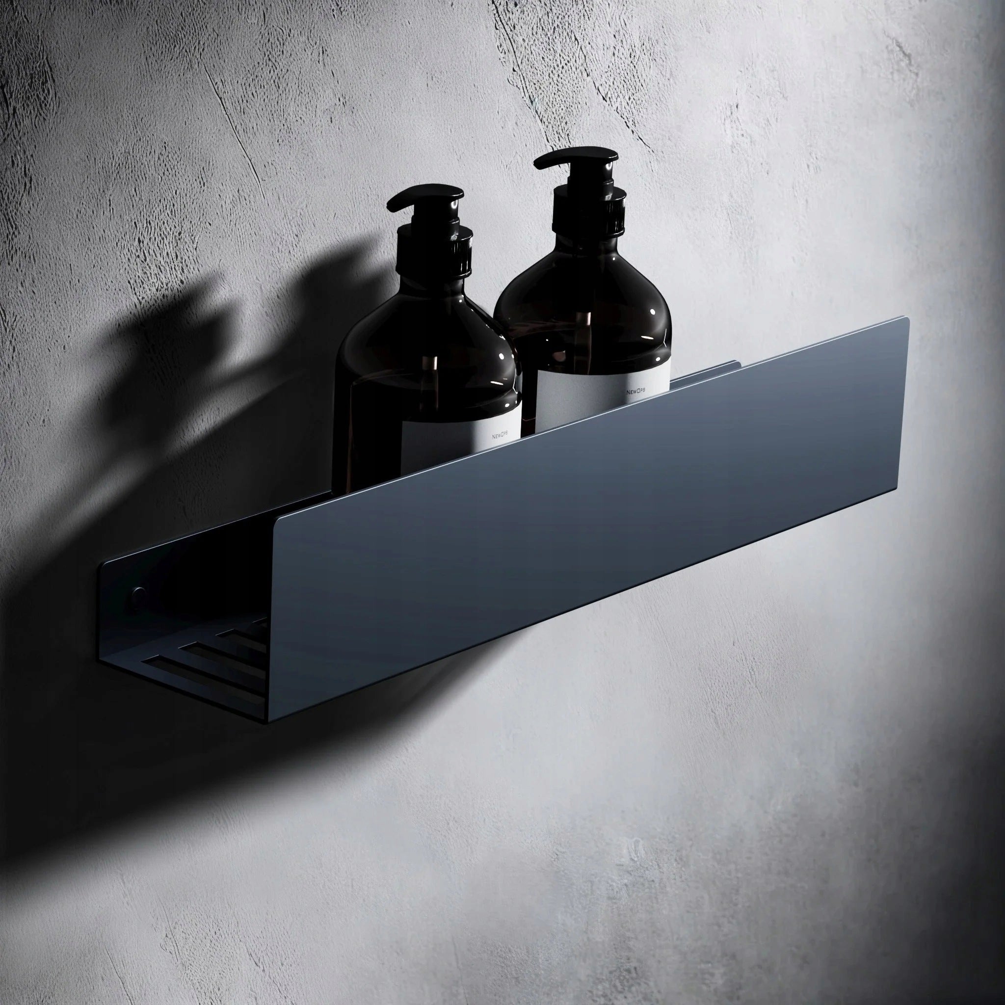 BLACK METAL SHOWER SHELF LINEA LOFT FOR BATHROOM 40 cm + BOTTLE Packaging status original