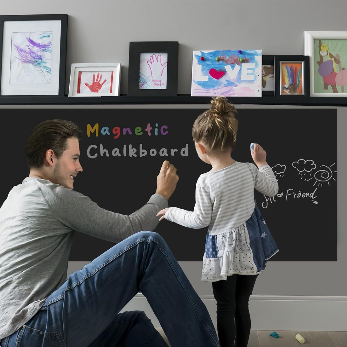 BLACK SELF-ADHESIVE MAGNETIC CHALKBOARD 200X100CM FOR WRITING WITH CHALK Brand Bedee