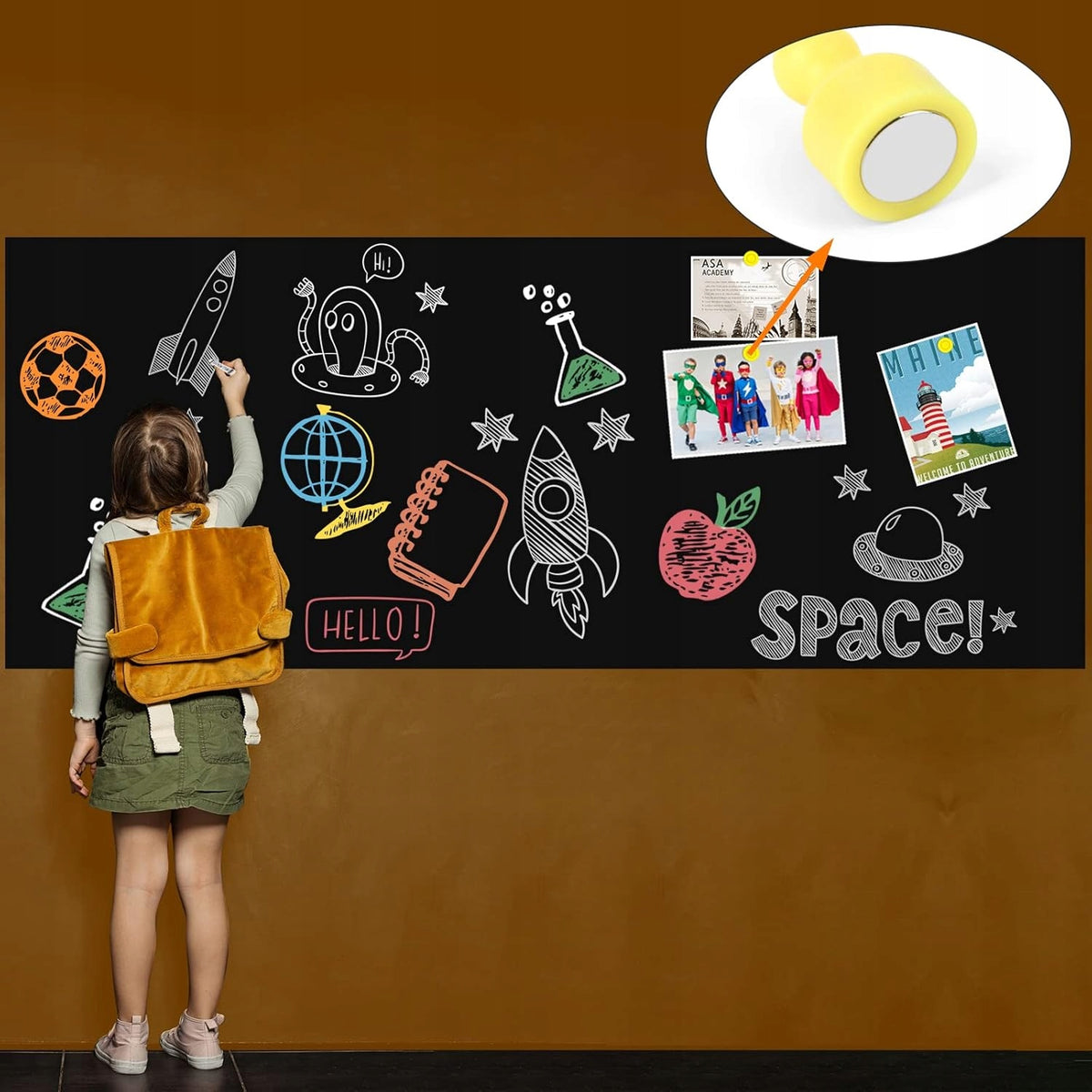 BLACK SELF-ADHESIVE MAGNETIC CHALKBOARD 200X100CM FOR WRITING WITH CHALK Packaging status original