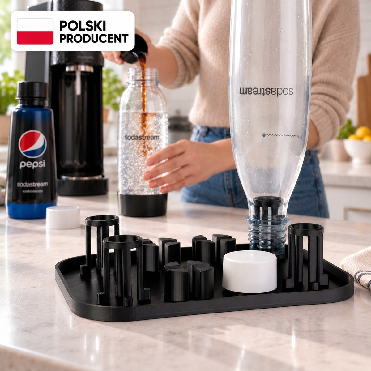 BLACK SODA DRAINER FOR FOUR BOTTLES FOR SATURATOR STAND SODASTREAM Packaging status original