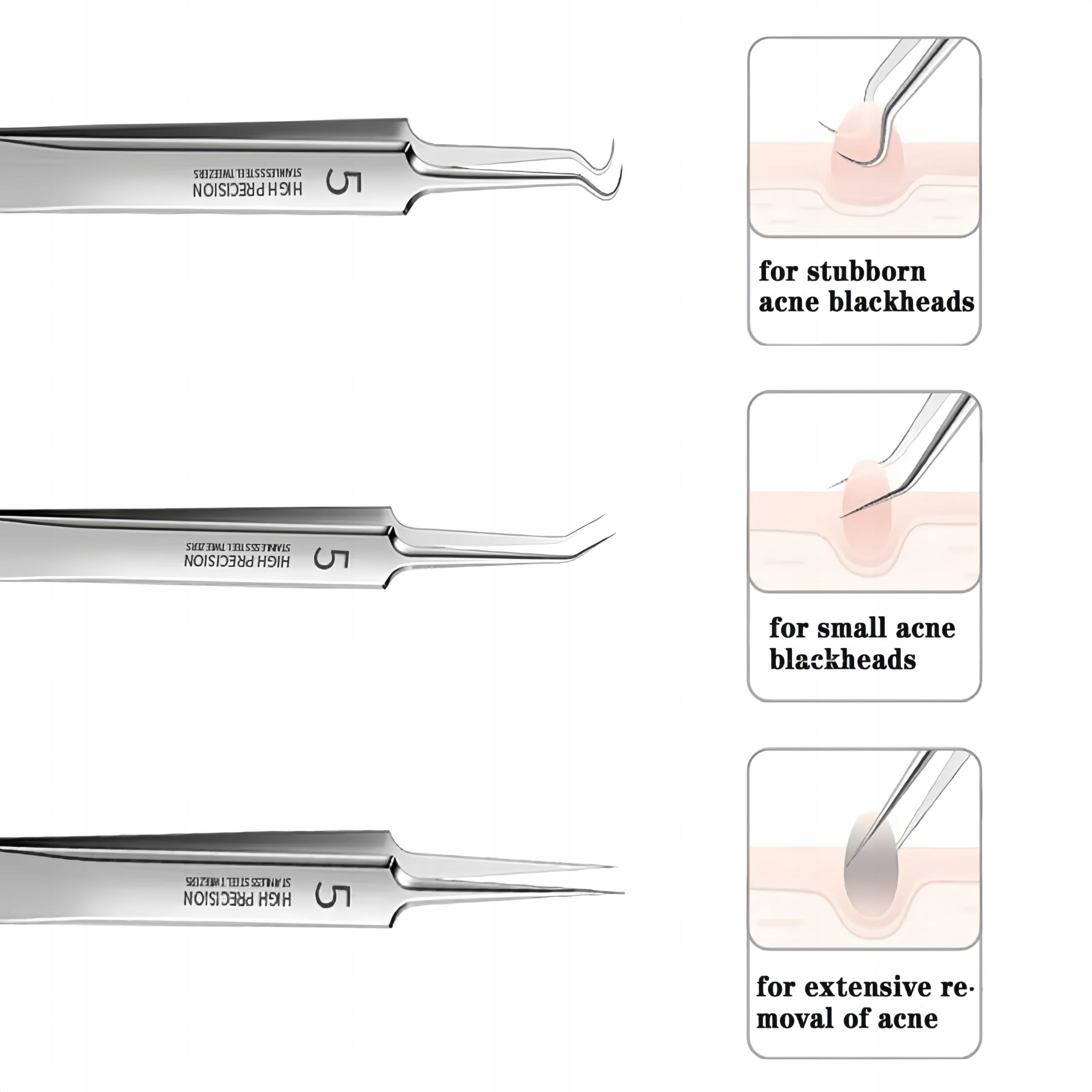 BLACKHEAD REMOVAL KIT 3 PCS WITH BLACKHEAD TWEEZERS CASE Packaging status original