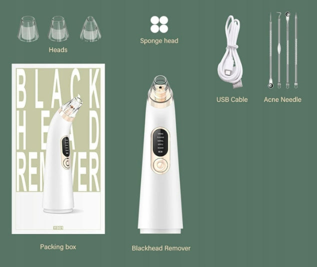 BLACKHEAD REMOVAL VACUUM CLEANER VACUUM SUCTION 3 HEADS 400MAH TOOL Brand no brand