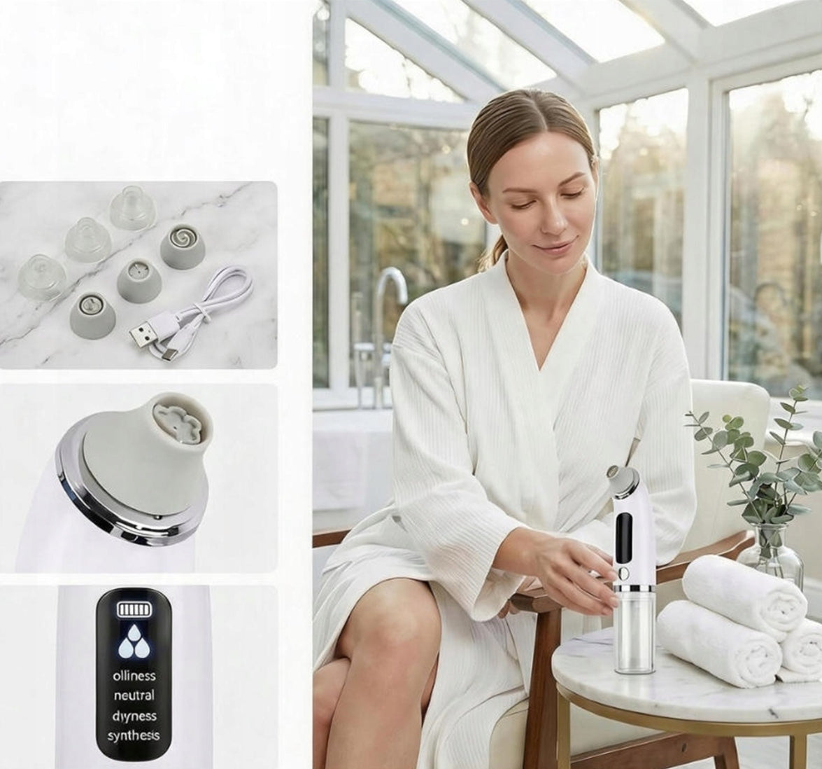 BLACKHEAD VACUUM CLEANER PORES 6 TIPS 4 USB MODES WHITE Number of attachments 6