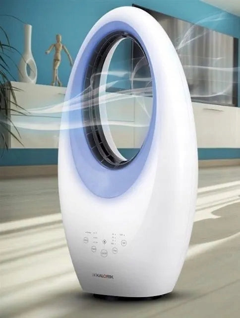 BLADELESS FLOOR FAN OSCILLATION TIMER REMOTE CONTROL LED LIGHTING Brand Kalorik