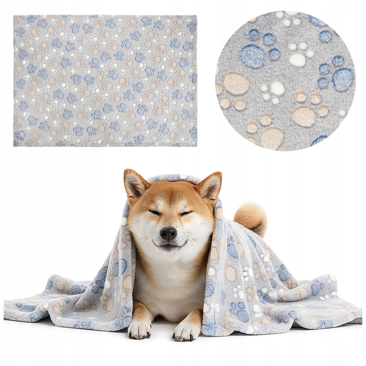 BLANKET CAT DOG BLANKET SOFT FLEECE 100x70 CM GREY PAWS + PILLOW EAN (GTIN) 5901179402297
