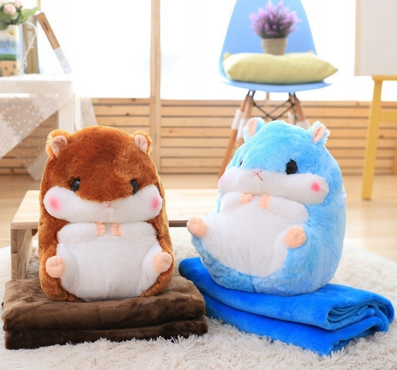 BLANKET PILLOW 2IN1 CUDDLY HAMSTER GIFT PLUSH FOR CHILDREN BEDDING Manufacturer code chomik koc maskotka pomarańcz