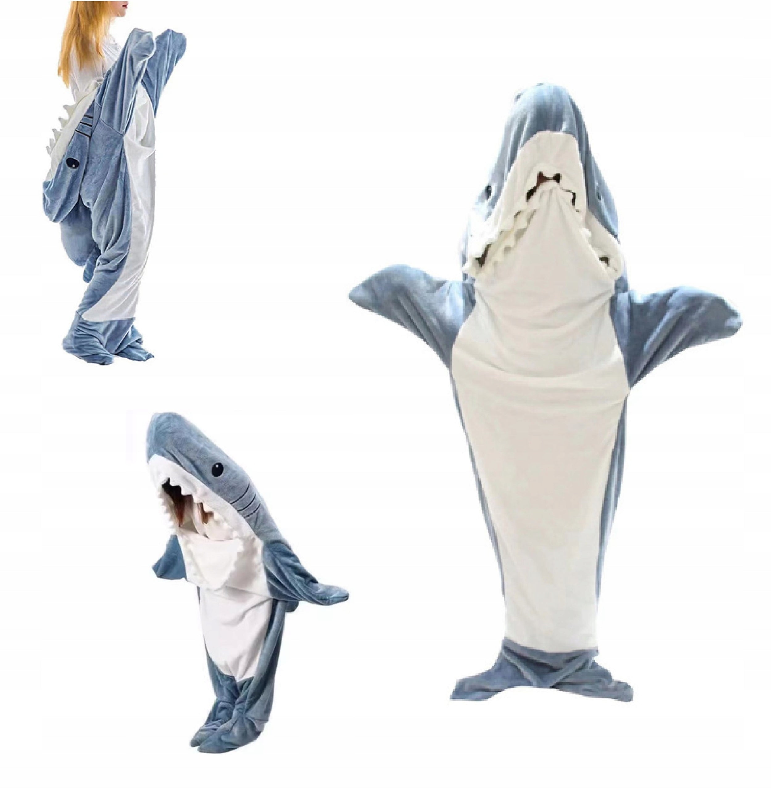 BLANKET SHARK PAJAMAS SLEEPING BAG COSTUME BLUE SIZE 170CM