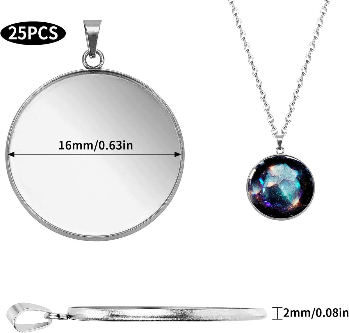 BLANKS 25 PIECES 16 MM BASE CABOCHON FOR JEWELRY DIY ORNAMENTS Brand no brand