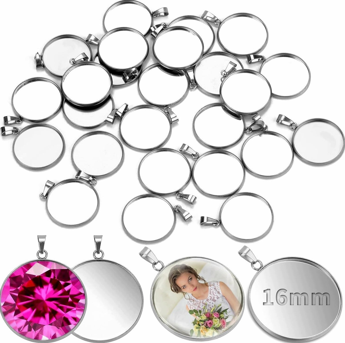 BLANKS 25 PIECES 16 MM BASE CABOCHON FOR JEWELRY DIY ORNAMENTS