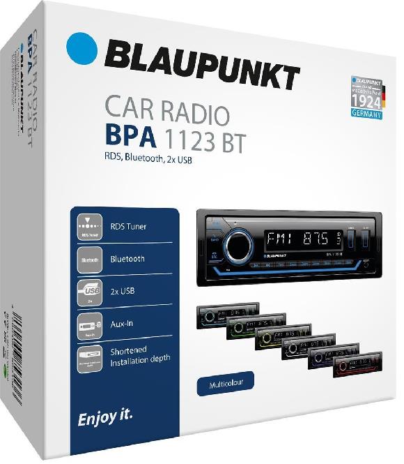 BLAUPUNKT BPA1123BT CAR RADIO /BLUETOOTH, MP3, WMA, USB, AUX ,1 DIN Packaging status original