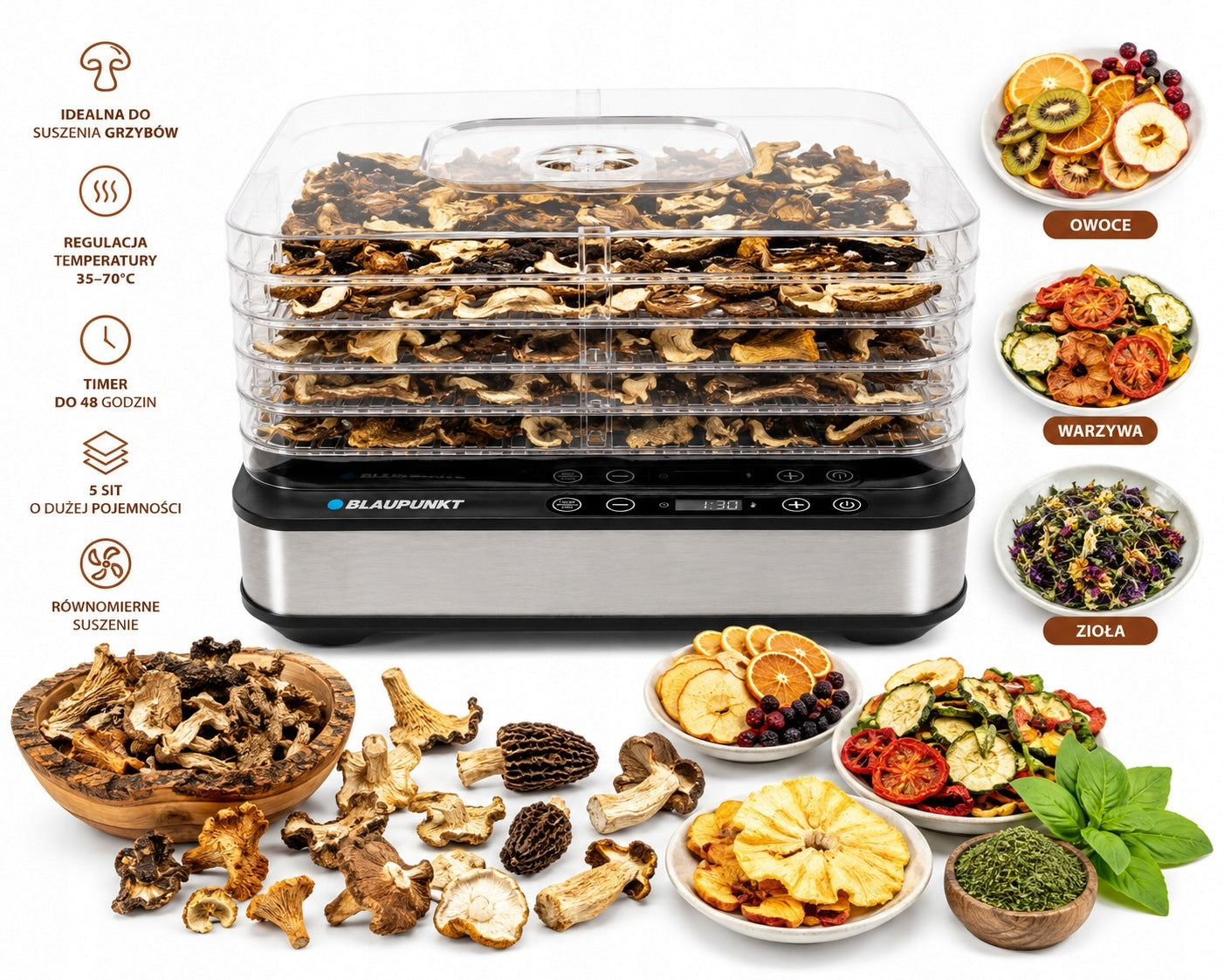 BLAUPUNKT HERBAL FRUIT MUSHROOM DRYER WITH TIMER TEMPERATURE CONTROL FDD601 Manufacturer code BLFDD601_5