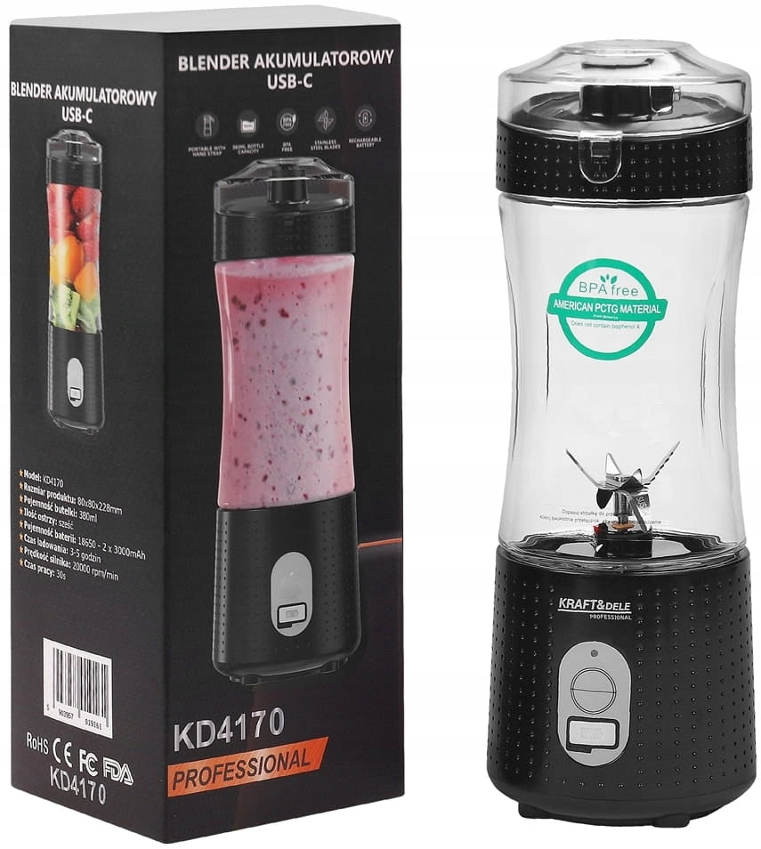 BLENDER CORDLESS PORTABLE SMOOTHIE MOUTHPIECE 400ML USB-C Model BLENDMACH