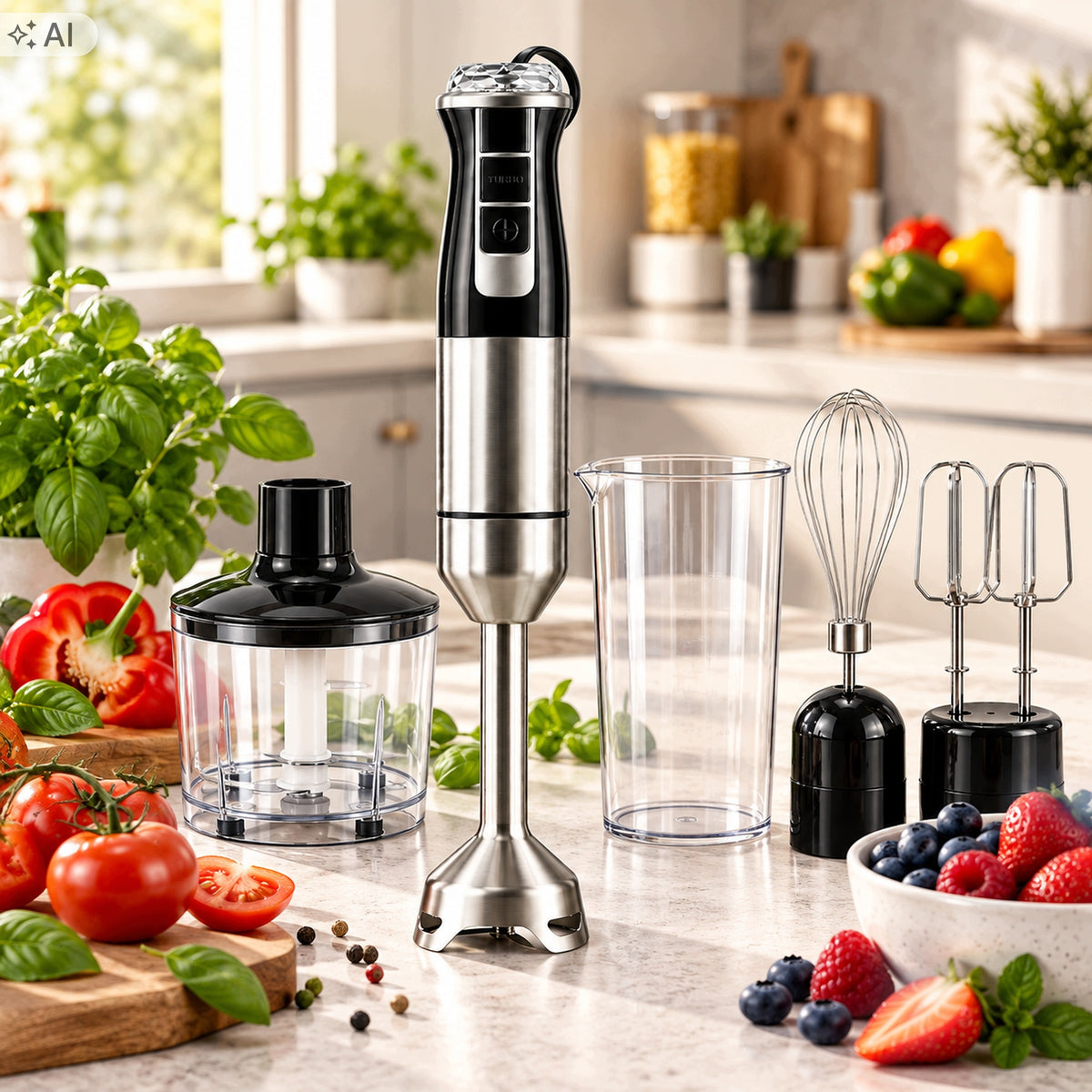 BLENDER HANDHELD MULTIFUNCTIONAL 7in1 MIXER 21 MODES SPEED TURBO 1500W Packaging status original