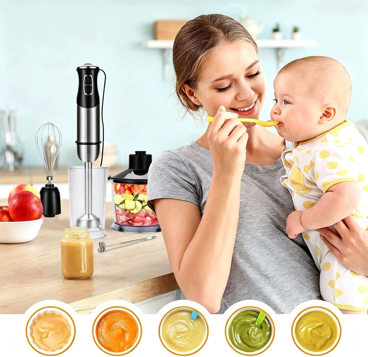 BLENDER RĘCZNY WIELOFUNKCYJNY 21 POZIOMÓW TRYB TURBO ZESTAW 5W1 MOCNY 1800W Manufacturer code blender ręczny 21 poziomów