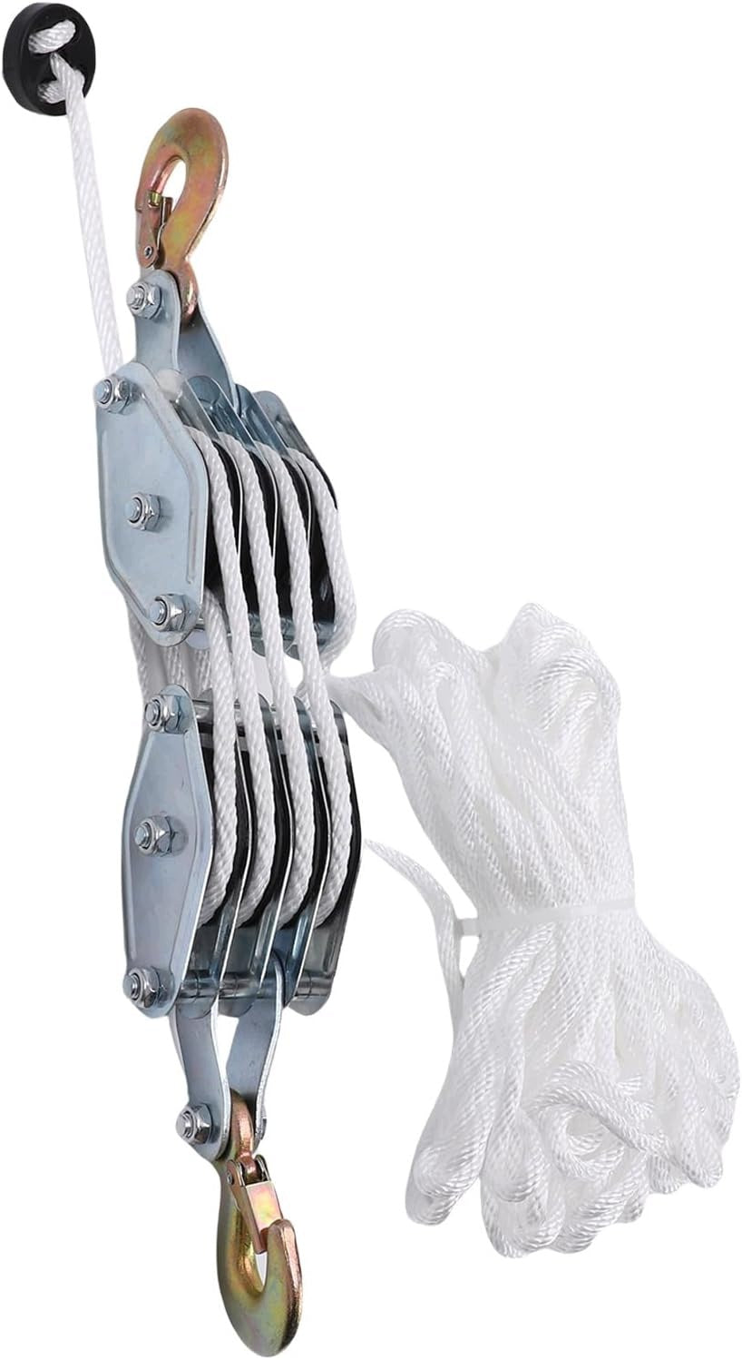 BLOCK SYSTEM ROPE HOIST 8:1 2000KG STEEL 20M COMPACT DURABLE Power supply rechargeable battery