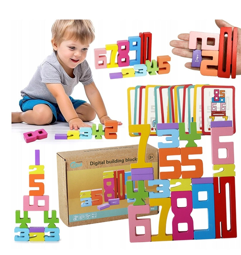 BLOCKS FOR LEARNING TO COUNT WOODEN MATH PUZZLE NUMBLOCK 20 PCS