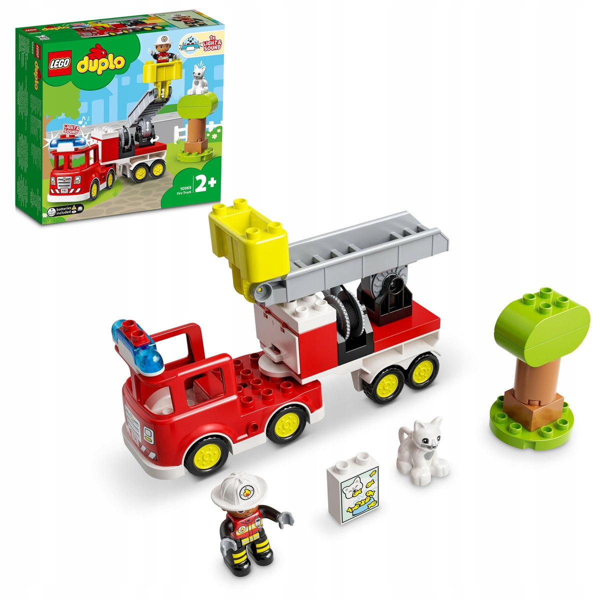 BLOCKS LEGO DUPLO FIRE TRUCK CAT ON A TREE RESCUE MISSION FOR CHILDREN Brand LEGO