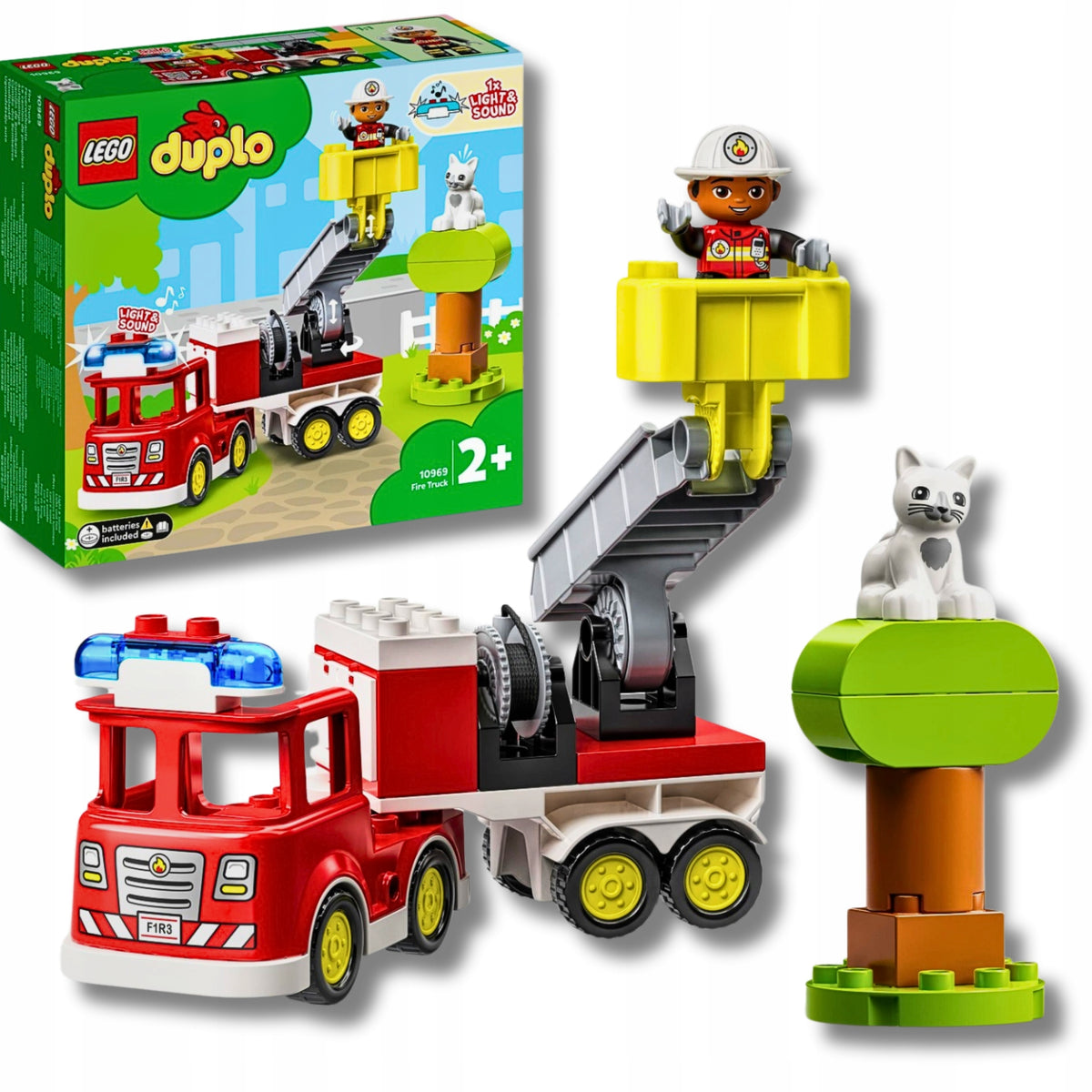 BLOCKS LEGO DUPLO FIRE TRUCK CAT ON A TREE RESCUE MISSION FOR CHILDREN