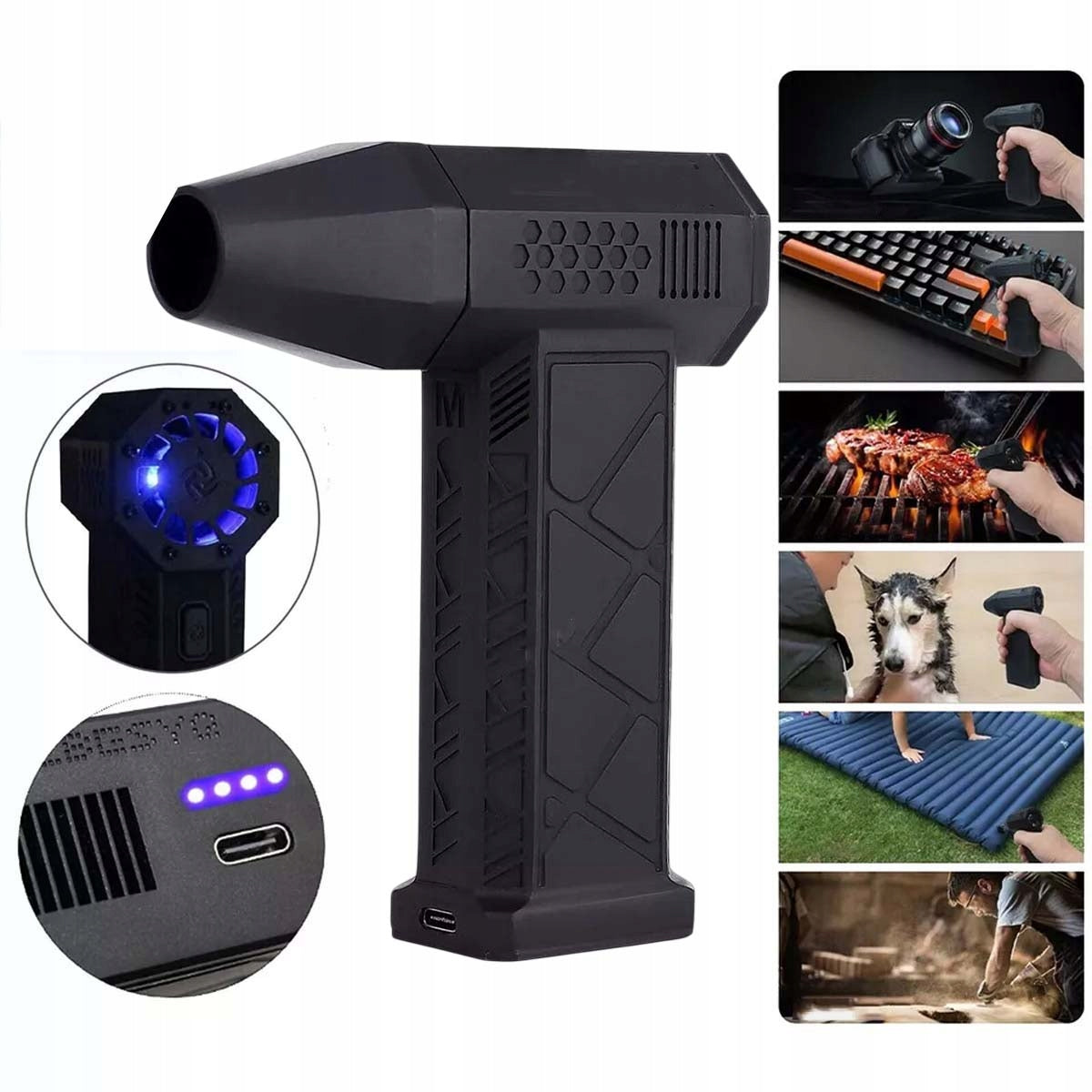 BLOWER BLOW MINI TURBO JETFAN FOR DUST RECHARGEABLE BLACK 3 SPEEDS Batteries included yes